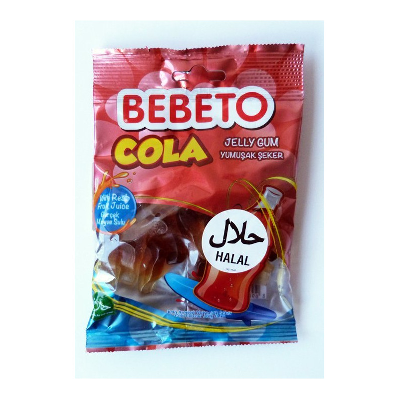 Bonbons Cola - Fabriqué avec du Vrai Jus de Fruit - Bebeto - Halal - Sachet 80gr Bonbons Cola - Fabriqué avec du Vrai Jus de Fruit - Bebeto - Halal - Sachet 80gr