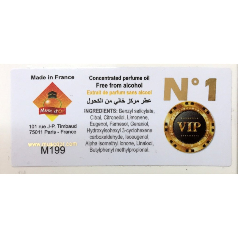 Musc N°1 - Edition de Luxe Paris - 8 ml - Musc d'Or - Sans Alcool - M199