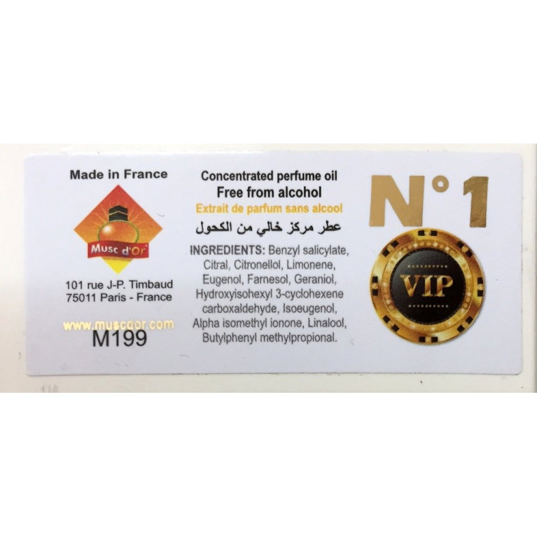 Musc N°1 - Edition de Luxe Paris - 8 ml - Musc d'Or - Sans Alcool - M199
