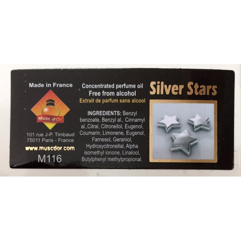 Musc Silver Star - Edition de Luxe Paris - 8 ml - Musc d'Or - Sans Alcool - M116 Musc Silver Star - Edition de Luxe Paris - 8 ml - Musc d'Or - Sans Alcool - M116