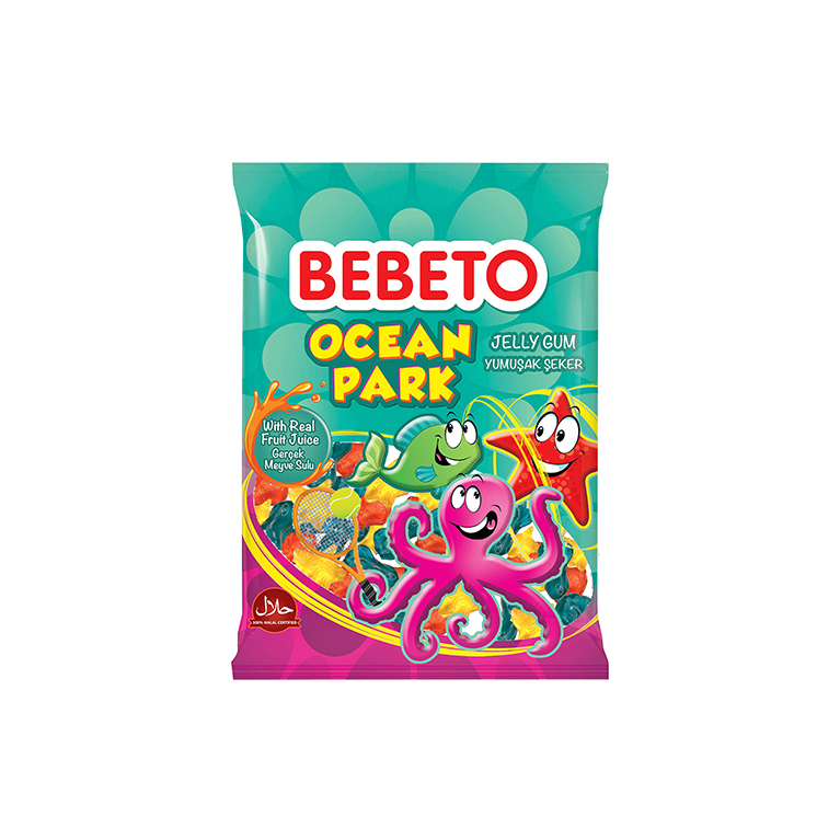 Bonbons Ocean Park - Fabriqué avec du Vrai Jus de Fruit - Bebeto - Halal - Sachet 80gr