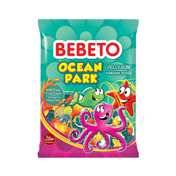 Bonbons Ocean Park - Fabriqué avec du Vrai Jus de Fruit - Bebeto - Halal - Sachet 80gr