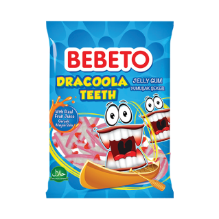 Bonbons Dracoola Teeth - Fabriqué avec du Vrai Jus de Fruit - Bebeto - Halal - Sachet 80gr