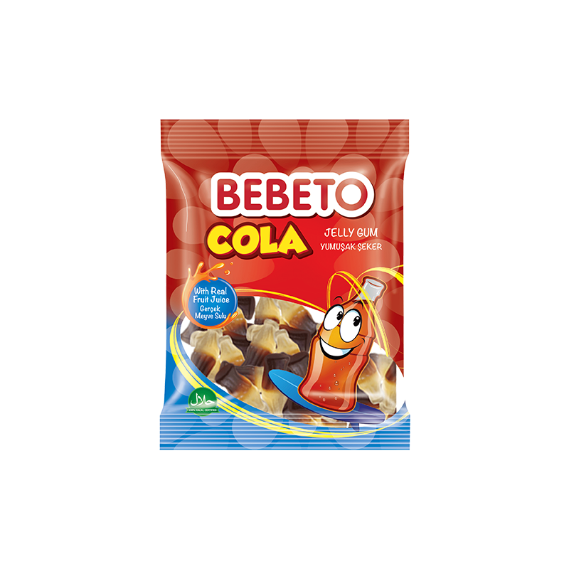 Bonbons Cola - Fabriqué avec du Vrai Jus de Fruit - Bebeto - Halal - Sachet 80gr Bonbons Cola - Fabriqué avec du Vrai Jus de Fruit - Bebeto - Halal - Sachet 80gr