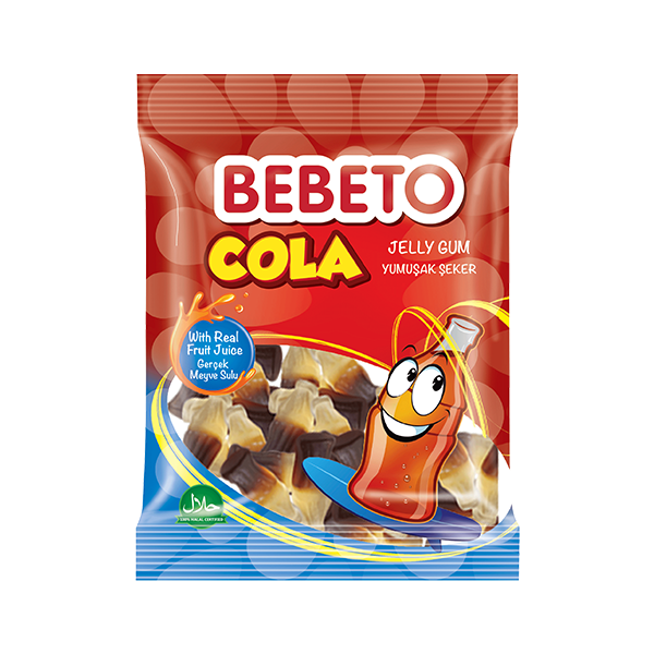 Bonbons Cola - Fabriqué avec du Vrai Jus de Fruit - Bebeto - Halal - Sachet 80gr