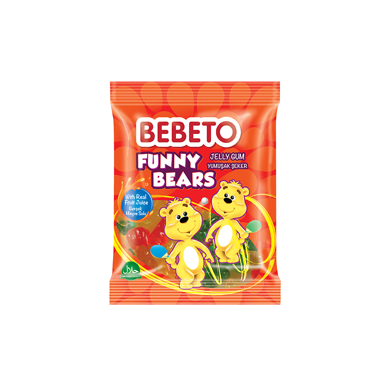 Bonbons Funny Bears - Fabriqué avec du Vrai Jus de Fruit - Bebeto - Halal - Sachet 80gr Bonbons Funny Bears - Fabriqué avec du Vrai Jus de Fruit - Bebeto - Halal - Sachet 80gr