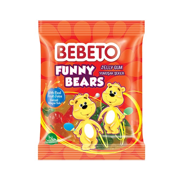 Bonbons Funny Bears - Fabriqué avec du Vrai Jus de Fruit - Bebeto - Halal - Sachet 80gr