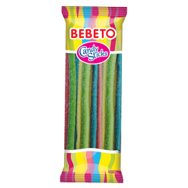 Bonbons Candy Stiks - Fizzy Rope - Fruit Mixé - Végétarien - Fabriqué avec du Vrai Jus de Fruit - Bebeto - Halal - Sachet 180gr