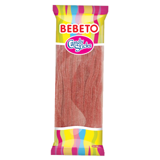 Bonbons Candy Stiks - Fizzy Fraise - Végétarien - Fabriqué avec du Vrai Jus de Fruit - Bebeto - Halal - Sachet 180gr
