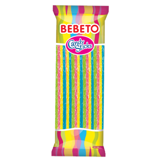 Bonbons Candy Stiks - Fizzy Belt - Fruit Mixé - Végétarien - Fabriqué avec du Vrai Jus de Fruit - Bebeto - Halal - Sachet 180gr