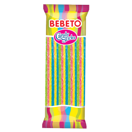 Bonbons Candy Stiks - Fizzy Belt - Fruit Mixé - Végétarien - Fabriqué avec du Vrai Jus de Fruit - Bebeto - Halal - Sachet 180gr