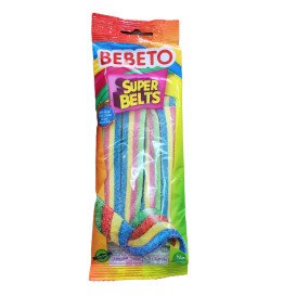 Bonbons Super Belts - Fruits Mixé - Végétarien - Fabriqué avec du Vrai Jus de Fruit - Bebeto - Halal - Sachet 75gr