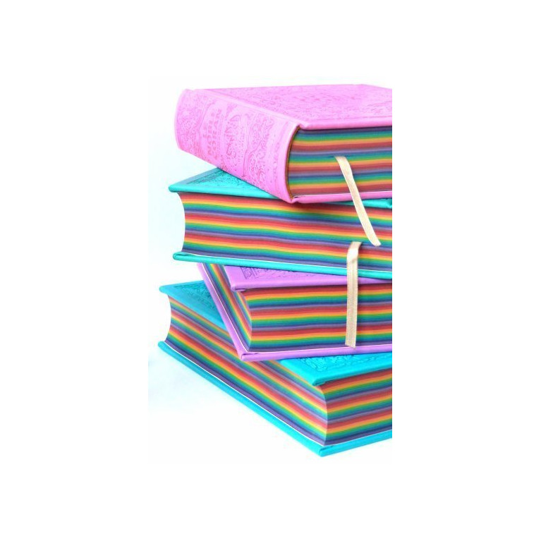 Le Noble Coran Avec Pages En Couleur Arc-En-Ciel, Rainbow - Bilingue Français-Arabe - Couverture Daim De Couleur Mauve - 4707