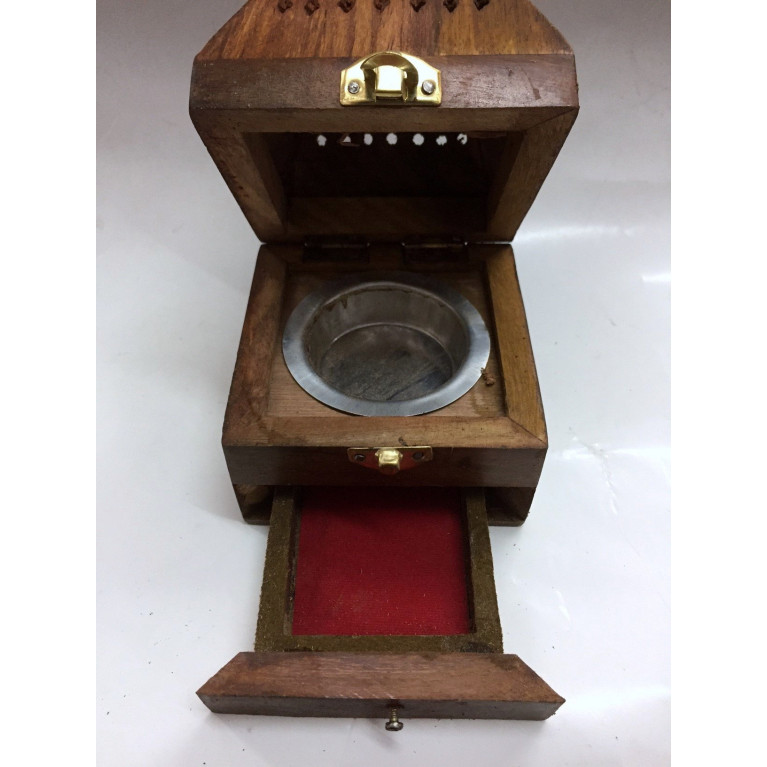 Bruleur avec Charbon Moyen - Forme de Pyramide - Encensoir en Bois - 10 x 19 cm - 5881
