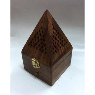 Bruleur avec Charbon Moyen - Forme de Pyramide - Encensoir en Bois - 10 x 19 cm - 5881