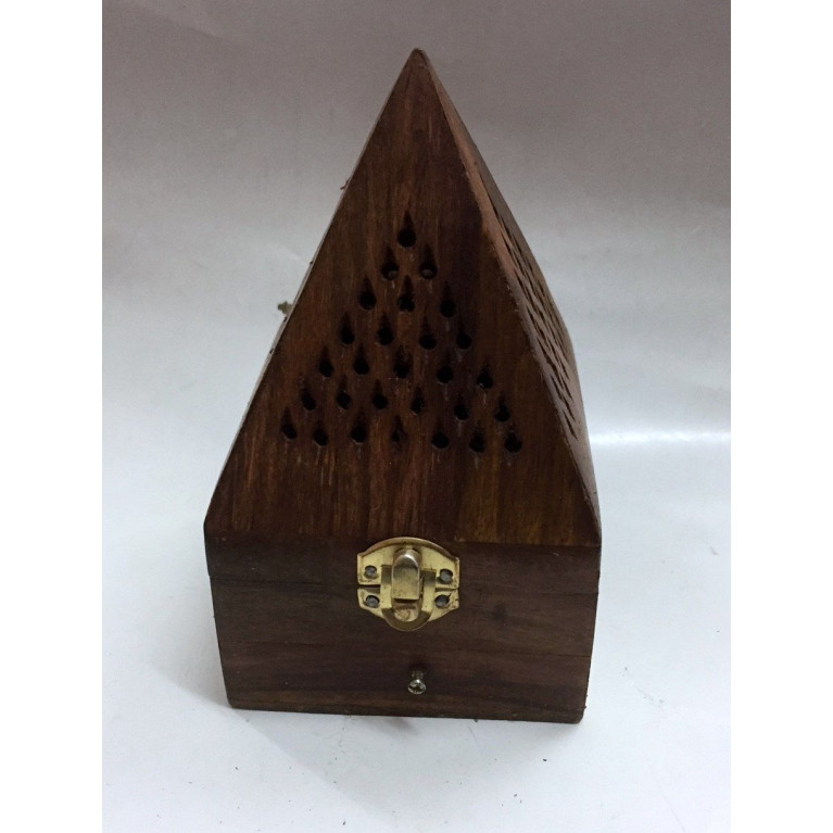 Bruleur avec Charbon Moyen - Forme de Pyramide - Encensoir en Bois - 10 x 19 cm - 5881