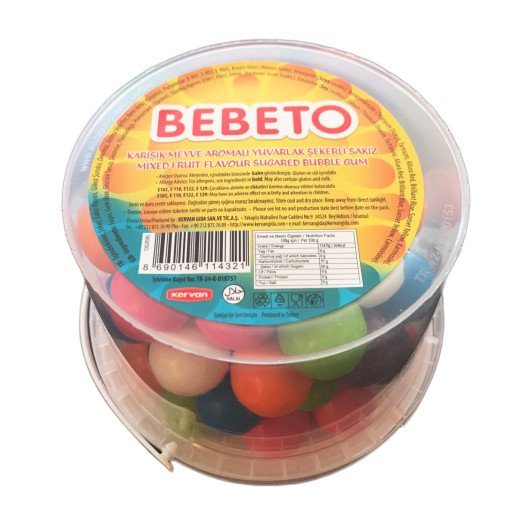 Bonbons Mixe de Fruits Boule de Bubble Gum - Bebeto - Halal - Boite de 300gr