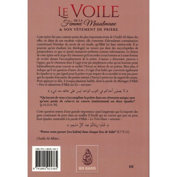 Le Voile de la Femme Musulmane et son vêtement de Prière - Ibn Taymiyya - Edition Ibn Badis