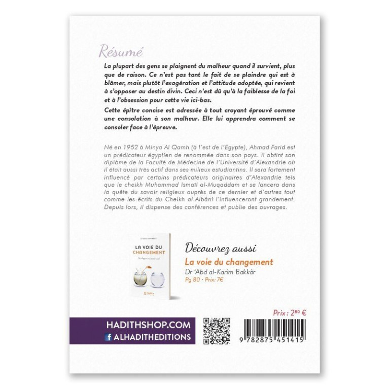 Comment se Consoler Face à l'Epreuve - Edition Al Hadith Comment se Consoler Face à l'Epreuve - Edition Al Hadith