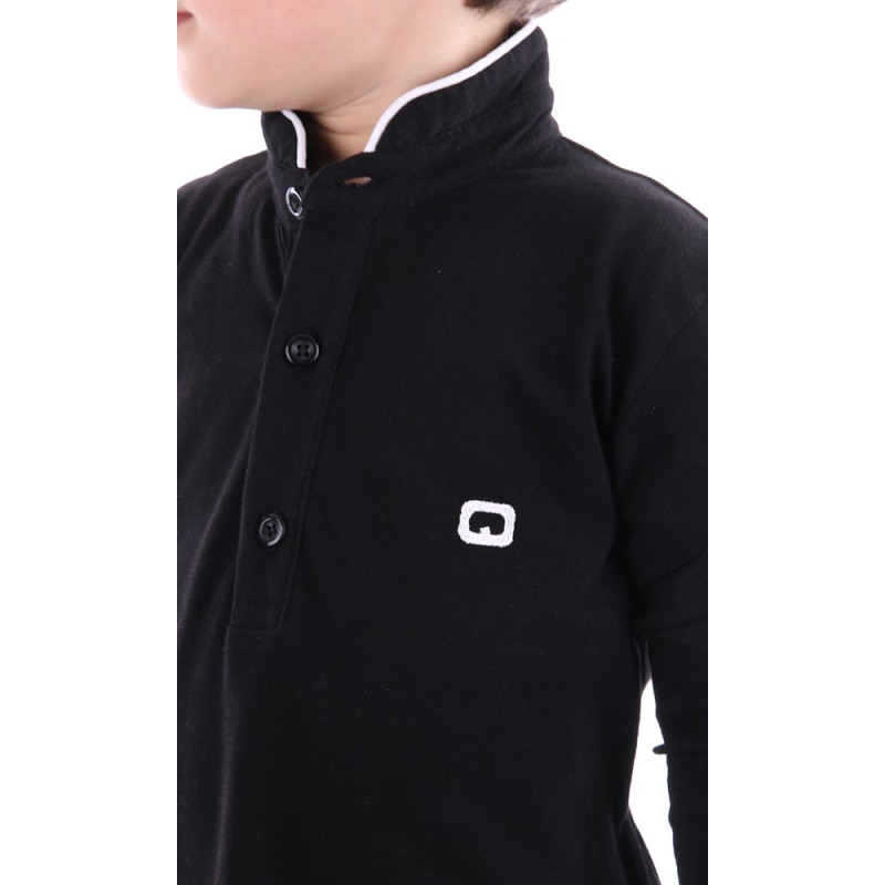 Polo Manche Longue - Junior - Noir - Qaba'il - 151