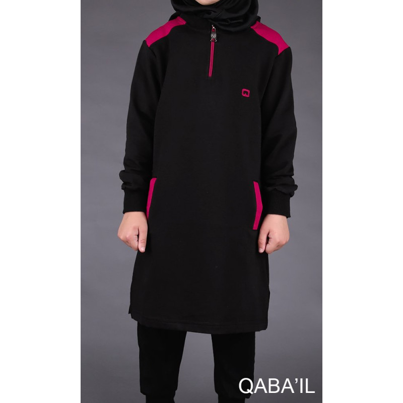 Tunique Longue Jogging - Noir - Qaba'il - 6256