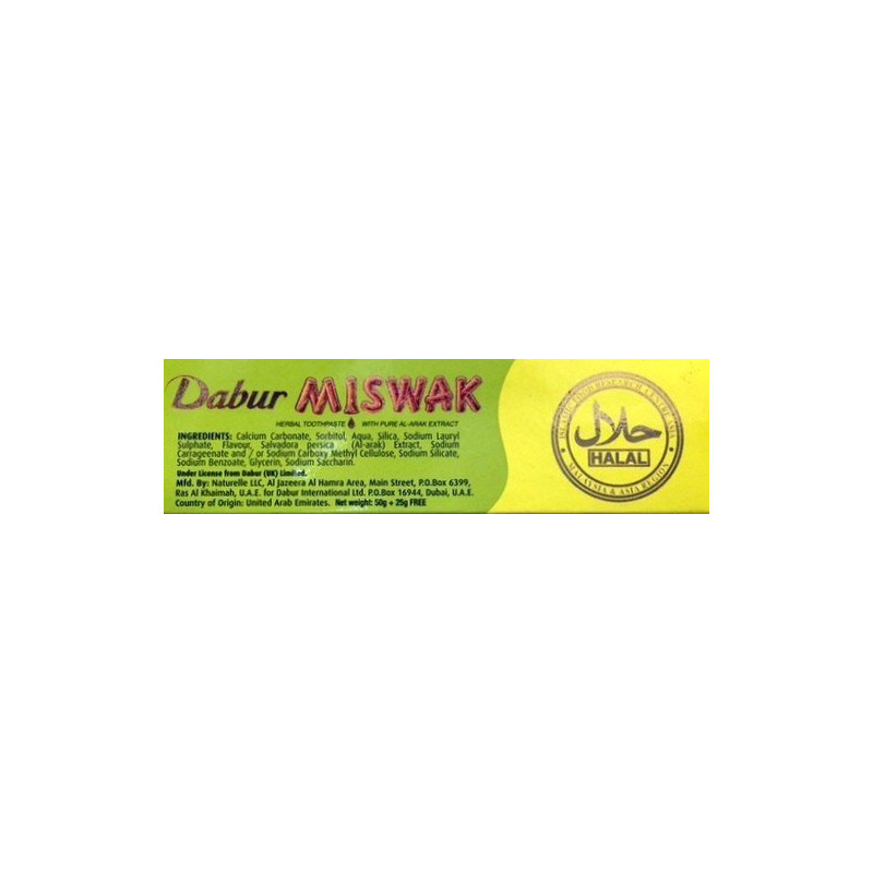 Dentifrice Herbal Miswak - 120gr + 50gr Gratuit - Laboratoire Dabur Dentifrice Herbal Miswak - 120gr + 50gr Gratuit - Laboratoire Dabur