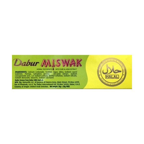 Dentifrice Herbal Miswak - 120gr + 50gr Gratuit - Laboratoire Dabur
