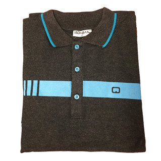 Polo Manches Courtes - 1 Bande Trendy - Gris Anthracite - Qaba'il - 18 
