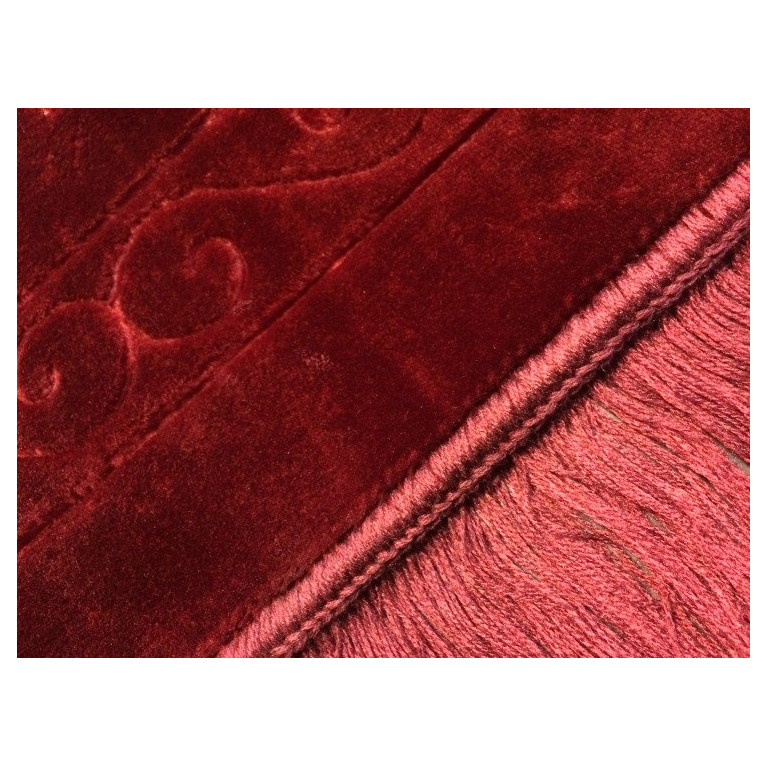 Grand Tapis de Prière - Bordeau - Motif Mekka - Molletonné, Épais et Trés Doux - Confortable et Anti-Dérapant
