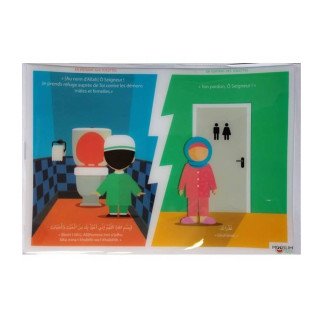 Autocollant ou Sticker - En Entrant et En Sortant des Toilettes - A5 : 14 x 20 cm - Mooslim Toys