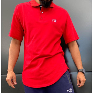 Ensemble Iceberg Coton Piqué 100% Coton - Polo Rouge et Saroual Bleu Nuit - T-Shirt Oversize et Saroual Djazairi - Na3im
