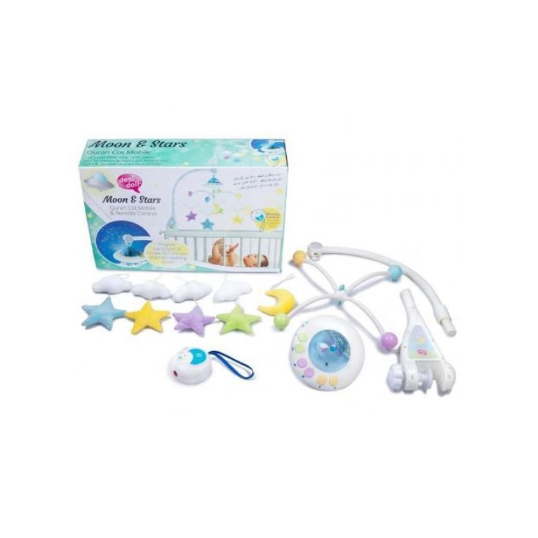 Moon & Stars - Mobile Bébé + Télécommande, Projection Lumière - 35 minutes Récitation Apaisante du Coran Moon & Stars - Mobile Bébé + Télécommande, Projection Lumière - 35 minutes Récitation Apaisante du Coran