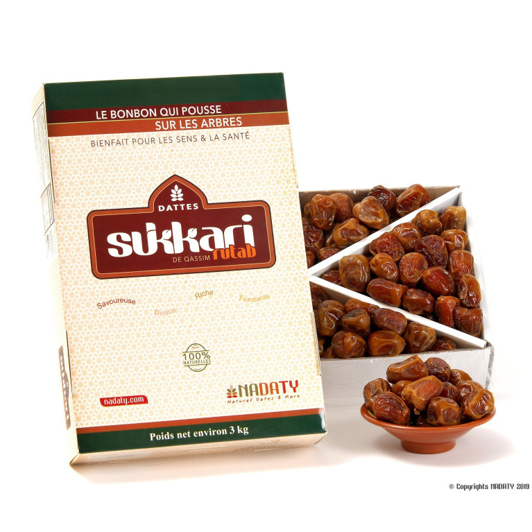 Dattes Sukari Rutab - 100% Naturel - 3 kg - Madina Al Monowara - Arabie Saoudite - Nadaty