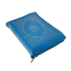 Le Noble Coran Bleu Zipper - Français /Arabe - FORMAT POCHE 13 x 19 cm