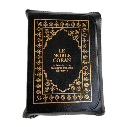 Le Noble Coran Noir Zipper - Français /Arabe - FORMAT POCHE 13 x 19 cm