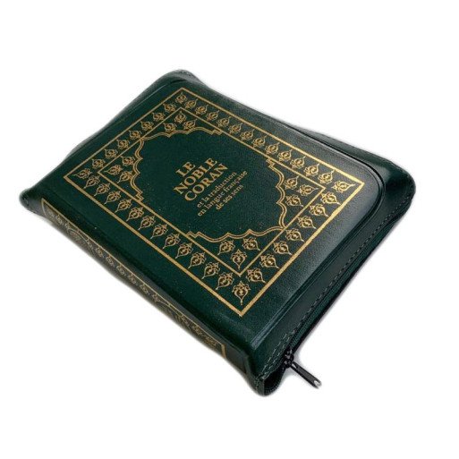Le Noble Coran Vert Zipper - Français /Arabe - FORMAT POCHE 13 x 19 cm
