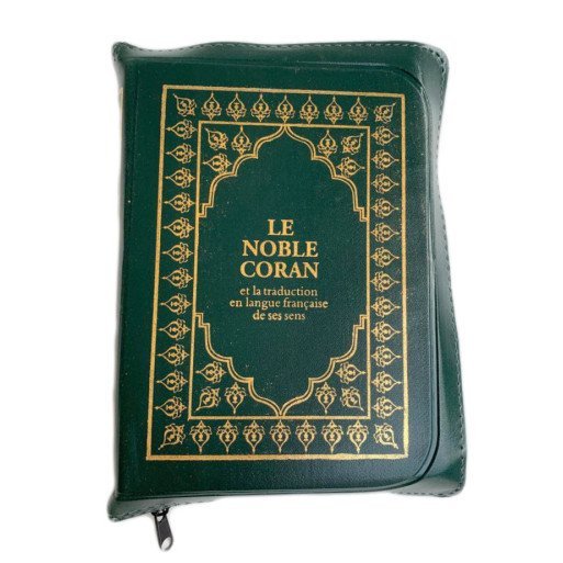 Le Noble Coran Vert Zipper - Français /Arabe - FORMAT POCHE 13 x 19 cm