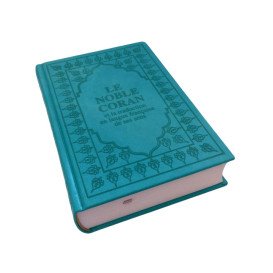 Le Saint Coran - Arabe et Français - Turquoise - Format de Poche 13 x 17 cm - Simili-Daim