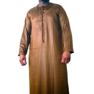 Qamis Omani Camel - Manche Longue - Sans Col - Tissu Glacé - Qamis Sultan