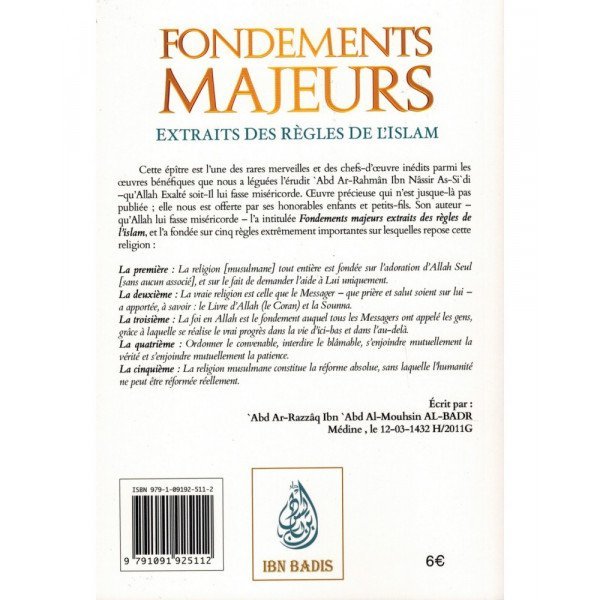 Fondements Majeurs, Extraits des Règles de L'Islam - Edition Ibn Badis