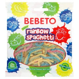 Bonbons Rainbow Spaghetti - Goût Mix - Végétarien - Bebeto - Halal - Sachet 80gr