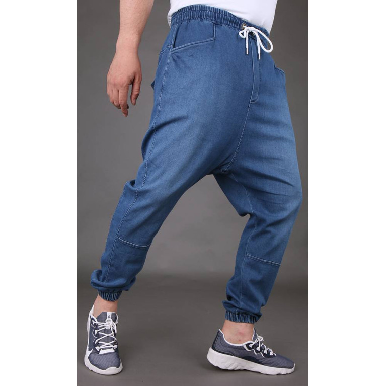 Sarouel Jean Stretch - Bleu Clair - Qaba'il : Coupe Djazairi  - Pants Léger