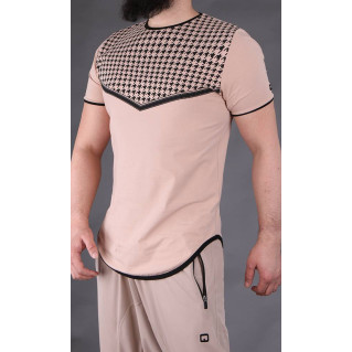 T-shirt Keffieh Beige Qaba'il : manches courtes