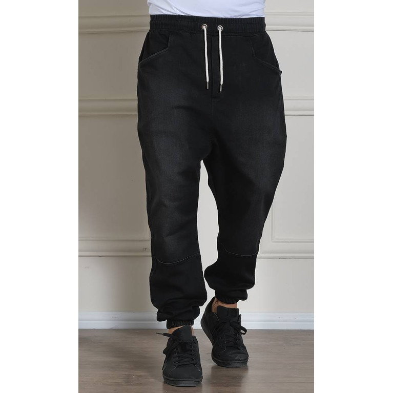 Sarouel Jean Stretch - Noir - Qaba'il : Coupe Djazairi  - Pants Léger