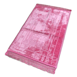 Grand Tapis de Prière - Rose - Motif Mirhab - Molletonné, Épais et Très Doux - Confortable et Anti-Dérapant