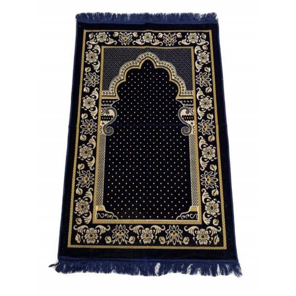 Tapis de Prière Motif Mirhab Bleu Adulte 69 x119 cm