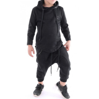 Sarouel et sweat enfant noir, ensemble Qaba'il : Onyx Sarouel et sweat enfant noir, ensemble Qaba'il : Onyx