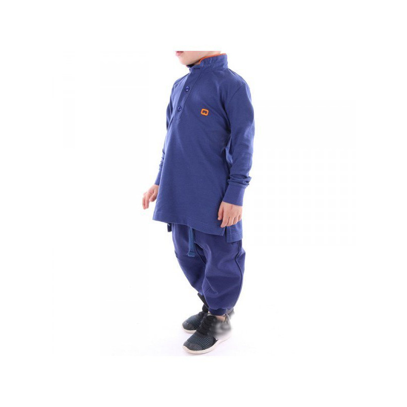 Polo manches longues indigo Qaba'il : junior