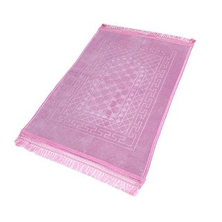 Grand Tapis de Prière - Rose - Motif Mirhab - Molletonné, Épais et Très Doux - Confortable et Anti-Dérapant