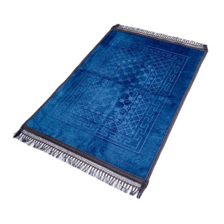 Grand Tapis de Prière - Bleu Pétrol - Motif Mirhab - Molletonné, Épais et Très Doux - Confortable et Anti-Dérapant